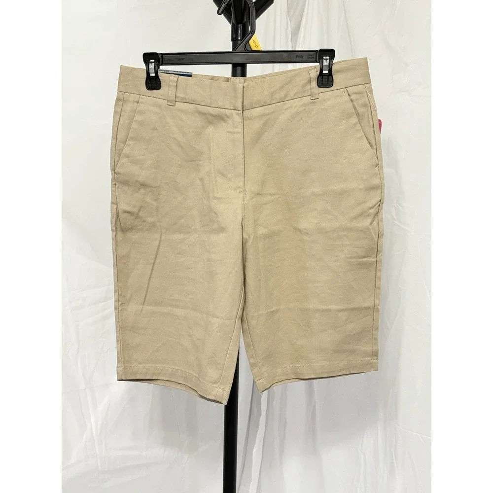 NWT  IZOD Approved‎ School Wear Girls Shorts SZ 16.5 Plus Khaki adjustable Waist